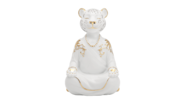 Quà Tân Gia Hổ An Lạc 9.5 cm - Màu Trắng - Trang trí Vàng 24K