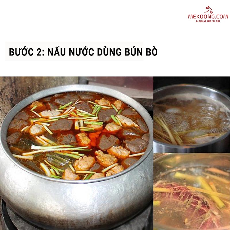 Buoc 2 Nau nuoc dung bun bo Nấu nước dùng bún bò