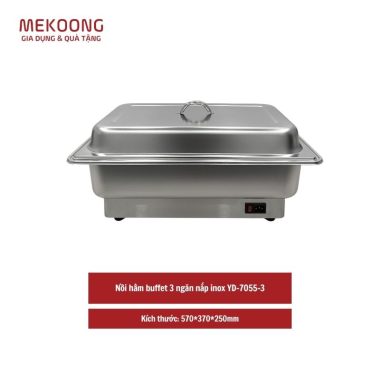 Nồi hâm buffet 3 ngăn nắp inox YD-7055-3