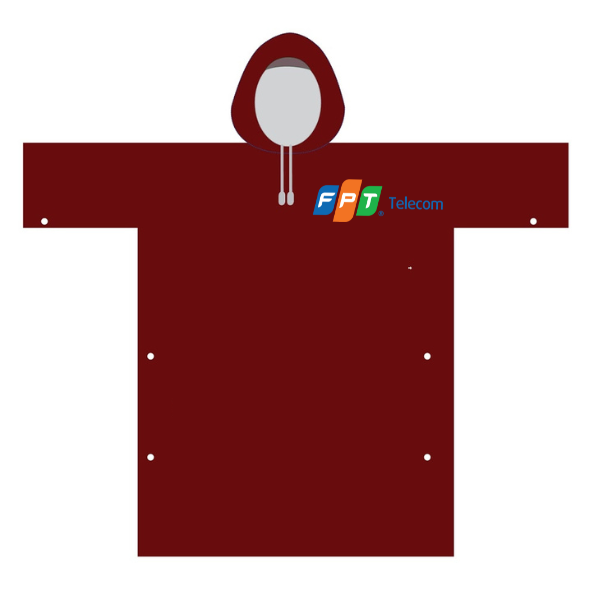 Áo mưa màu đỏ in logo FPT