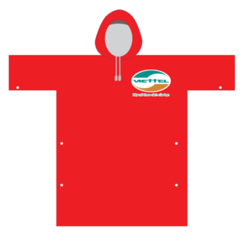 Áo mưa màu đỏ in logo Viettel MK