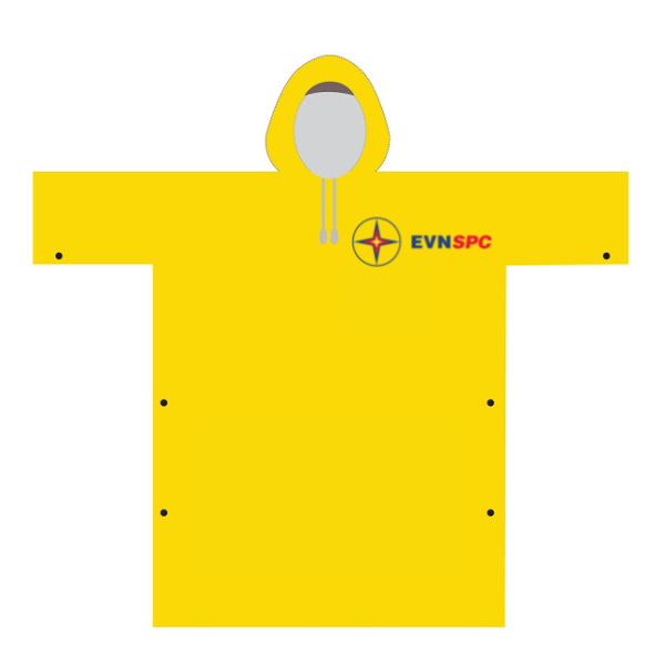 Áo mưa màu vàng in logo EVNSPC