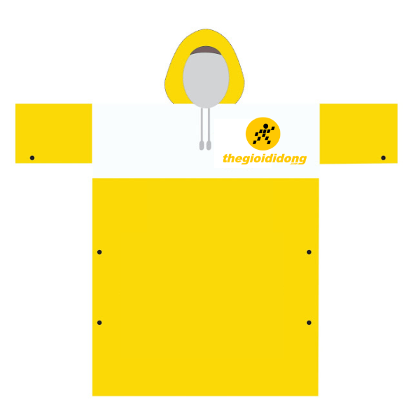 Áo mưa màu vàng-trắng in logo Thogioididong