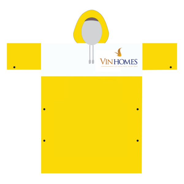 Áo mưa màu vàng-trắng in logo Vinhomes