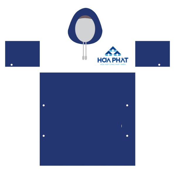 Áo mưa màu xanh dương-trắng in logo HoaPhat