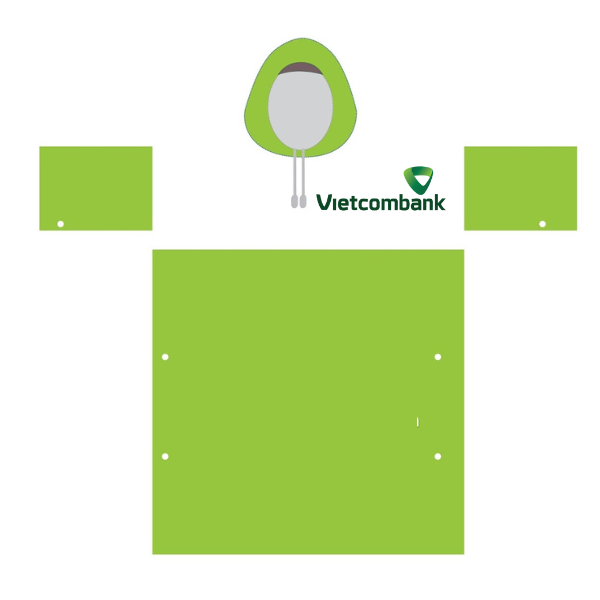 Áo mưa màu xanh lá cây in logo Vietcombank