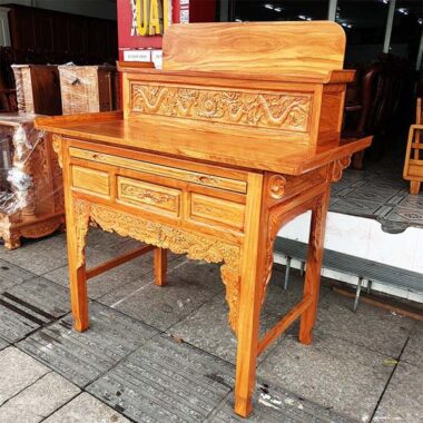 Bàn Cúng Gia Tiên 2 Tầng Đẹp Gỗ Gõ Đỏ 1m47
