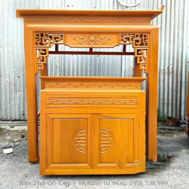 Bàn Thờ Gỗ Mít BT 08 Mẫu Sen Thủng