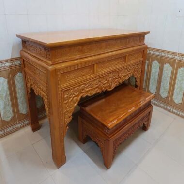 Bàn thờ bằng gỗ mít tự nhiên khắc chữ Thọ tuyệt đẹp