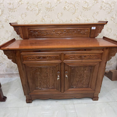 Bàn thờ gỗ tràm cỏ tủ bên dưới BT073