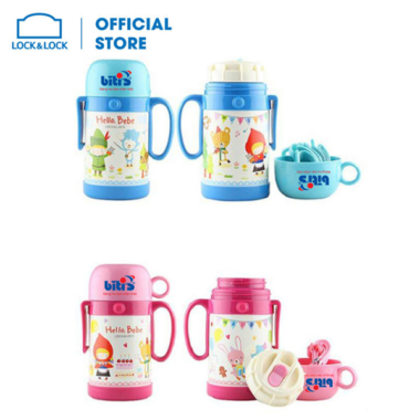 Bình giữ nhiệt Hello Bebe Lock&Lock HBB311 dành cho bé có dây cầm Party 400ml in logo Bitit