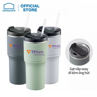 Bình giữ nhiệt LocknLock Metro Drive LHC4277 650ml kèm ống hút và cọ rửa in logo TPBank