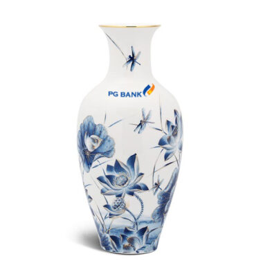 Bình hoa Minh Long 40cm – Sen Vàng in logo PG Bank HG