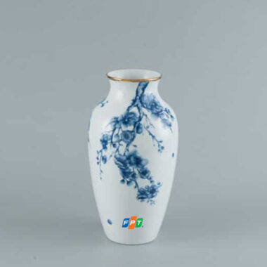 Bình Hoa Minh Long – Hoa Đào Colbat 27cm x 14.5cm in logo fpt HG