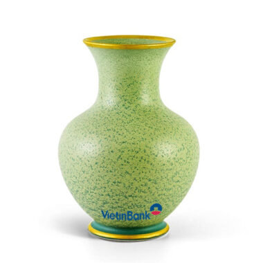 Bình hoa Minh Long Hỏa Biến – Vân Ngọc Matte Chỉ Vàng in logo Vietinbank HG