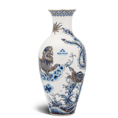 Bình hoa Minh Long Vẽ Tứ Linh – 45cm in logo Hòa Phát HG