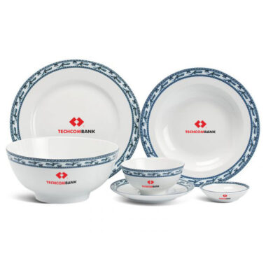 Bộ Đồ Ăn Minh Long Jasmine Chim Lạc 35 Sản Phẩm In Logo Techcombank HG