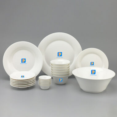 Bộ Đồ Ăn Minh Long Tulip Trắng IFP 22 Sản Phẩm In Logo Petrolimex HG