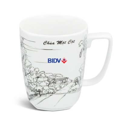 Ca vuông Minh Long Vẽ Chùa Một Cột 0.36L in logo BIDV HG