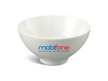 Chén Sứ Ăn Cơm Minh Long Daisy IFP – Trắng Ngà In Logo Mobifone