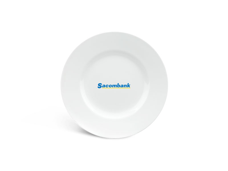 Đĩa Sứ Trắng Minh Long Camellia – Trắng In Logo Sacombank