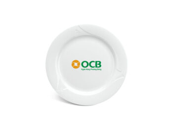 Đĩa Sứ Trắng Minh Long quà tặng Loa Kèn  In Logo quà tặng OCB HG