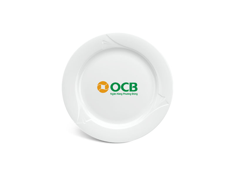Đĩa Sứ Trắng Minh Long Loa Kèn  In Logo OCB