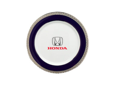 Đĩa Sứ Trắng Minh Long Sago – Thiên Tuế Xanh khắc nổi  In Logo Honda