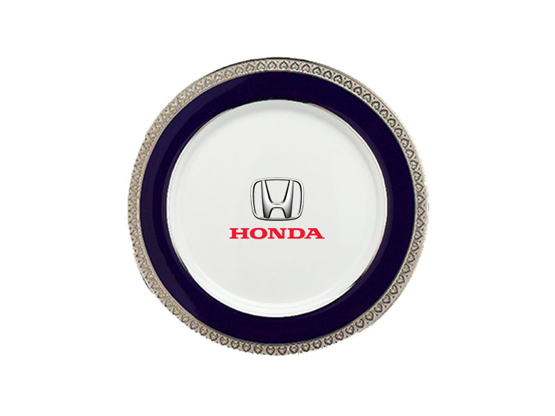 Đĩa Sứ Trắng Minh Long Sago – Thiên Tuế Xanh khắc nổi  In Logo Honda