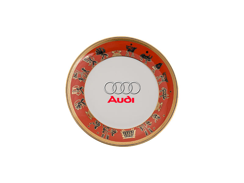 Đĩa Sứ Trắng Minh Long Tulip Trắng – Trống Đồng 3 In Logo Audi