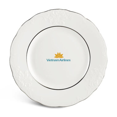 Dĩa tròn 22 cm – Đài Các – Chỉ Bạch Kim in Logo Vietnam airlines