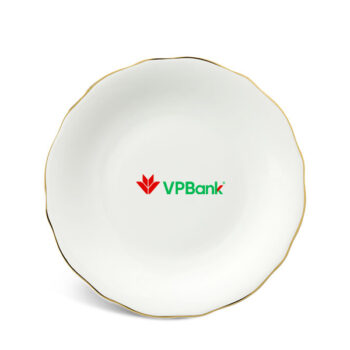 Dĩa tròn sâu 20 cm – Mẫu Đơn IFP – Chỉ Vàng In Logo quà tặng VPBank HG