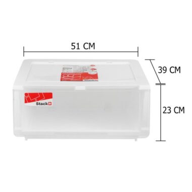 HomeBase STACKO Hộp nhựa đựng đồ đa năng có nắp phí trước 20L Thái Lan W38.8xH23xD51cm màu trắng