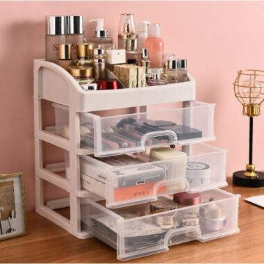 KỆ ĐỰNG MỸ PHẨM BẰNG NHỰA 4 TẦNG TRONG SUỐT