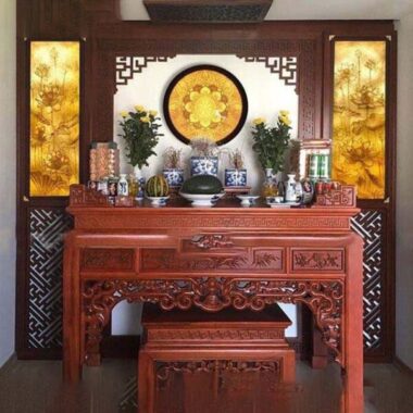 Mẫu bàn thờ gia tiên gỗ gõ đỏ BTG1532