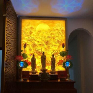 Mẫu Tranh Trúc Chỉ Hoa Sen Thờ Phật - TC 13