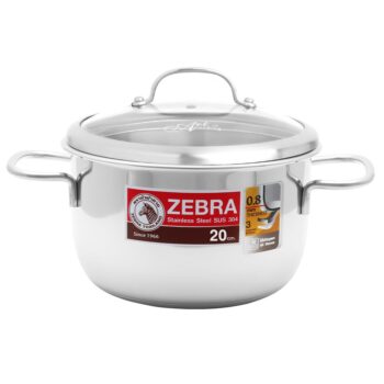 Nồi inox 304 Zebra 3 đáy Extreme Infinity 24cm nắp kính 6,2L 162298