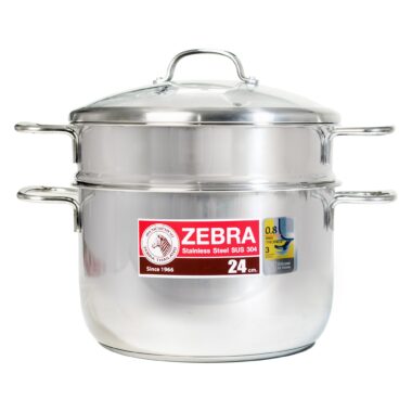 Bộ nồi xửng nắp kiếng zebra 24cm 6