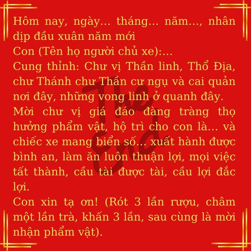 Bài cúng xe đầu năm