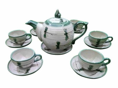 Quà tặng Bộ Ấm Trà Bát Tràng Men Sứ Chớp Chuồn