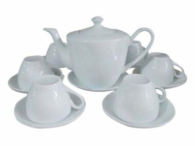 Quà tặng Bộ Ấm Trà Bát Tràng Men Trắng Dáng Bầu