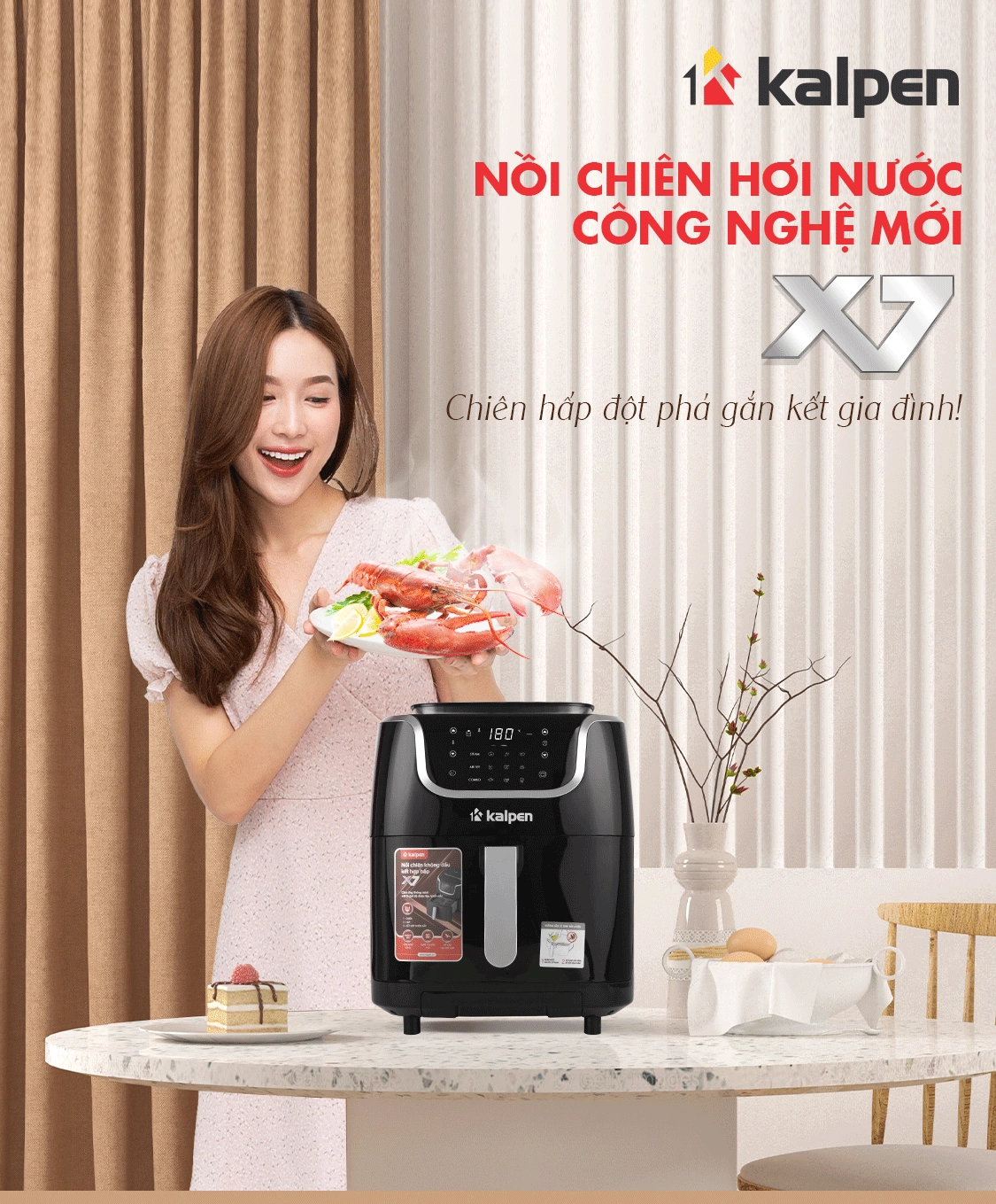 Nồi Chiên Không Dầu Hơi Nước Kalpen X7 Thế Hệ Mới