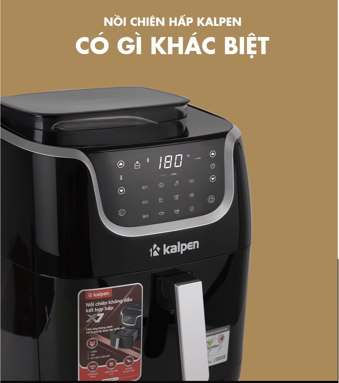 Nồi Chiên Không Dầu Hơi Nước Kalpen X7 Thế Hệ Mới