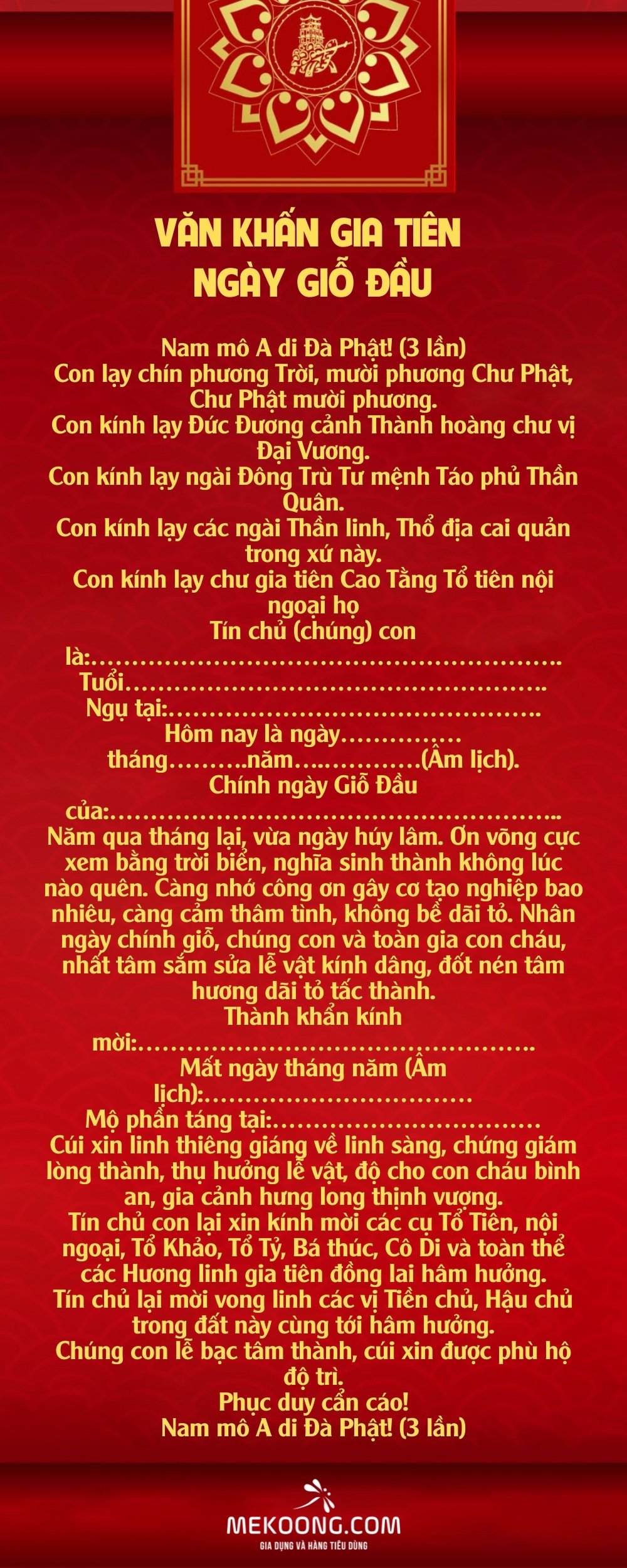 Văn khấn Gia Tiên ngày Giỗ Đầu