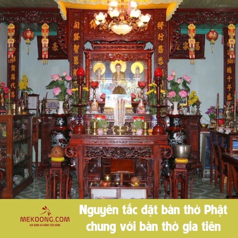 Vị trí đặt bàn thờ Phật và bàn thờ gia tiên