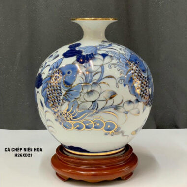 Bình Hút Tài lộc Bát Tràng Cá chép niên hoa