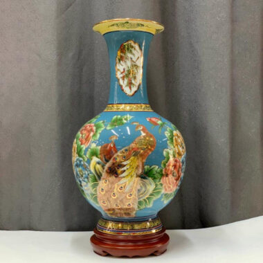 Bình hút tài lộc Bát Tràng công phong thủy hoa mai