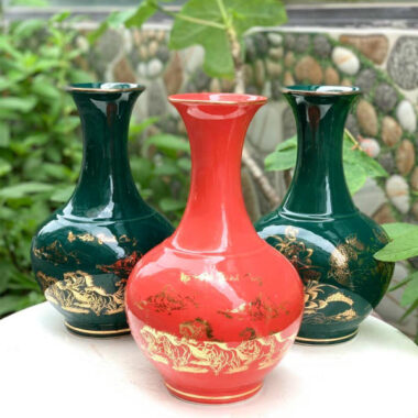 Bình Hút Tài lộc Bát Tràng Dáng Tỏi Vẽ Vàng