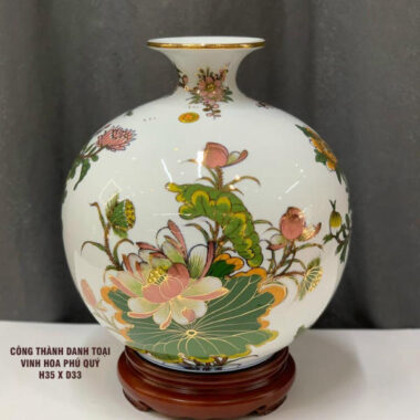 Bình Hút Tài lộc Bát Tràng Hoa Sen