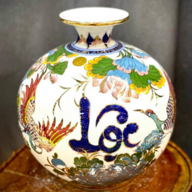 Bình hút tài lộc Bát Tràng in chữ lộc Bát Tràng lớn